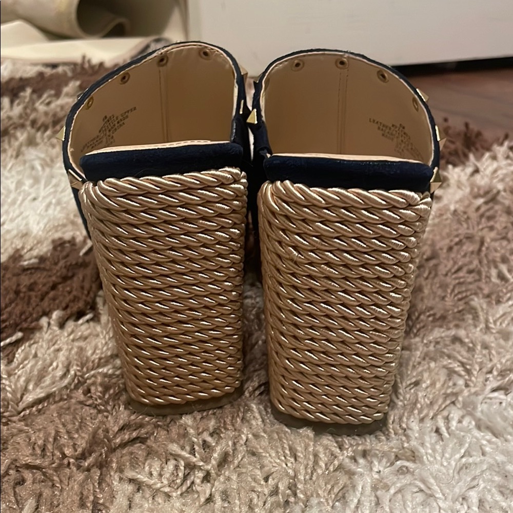 Marc Fisher Blue and Gold Studded Mules - Picture 4 of 5